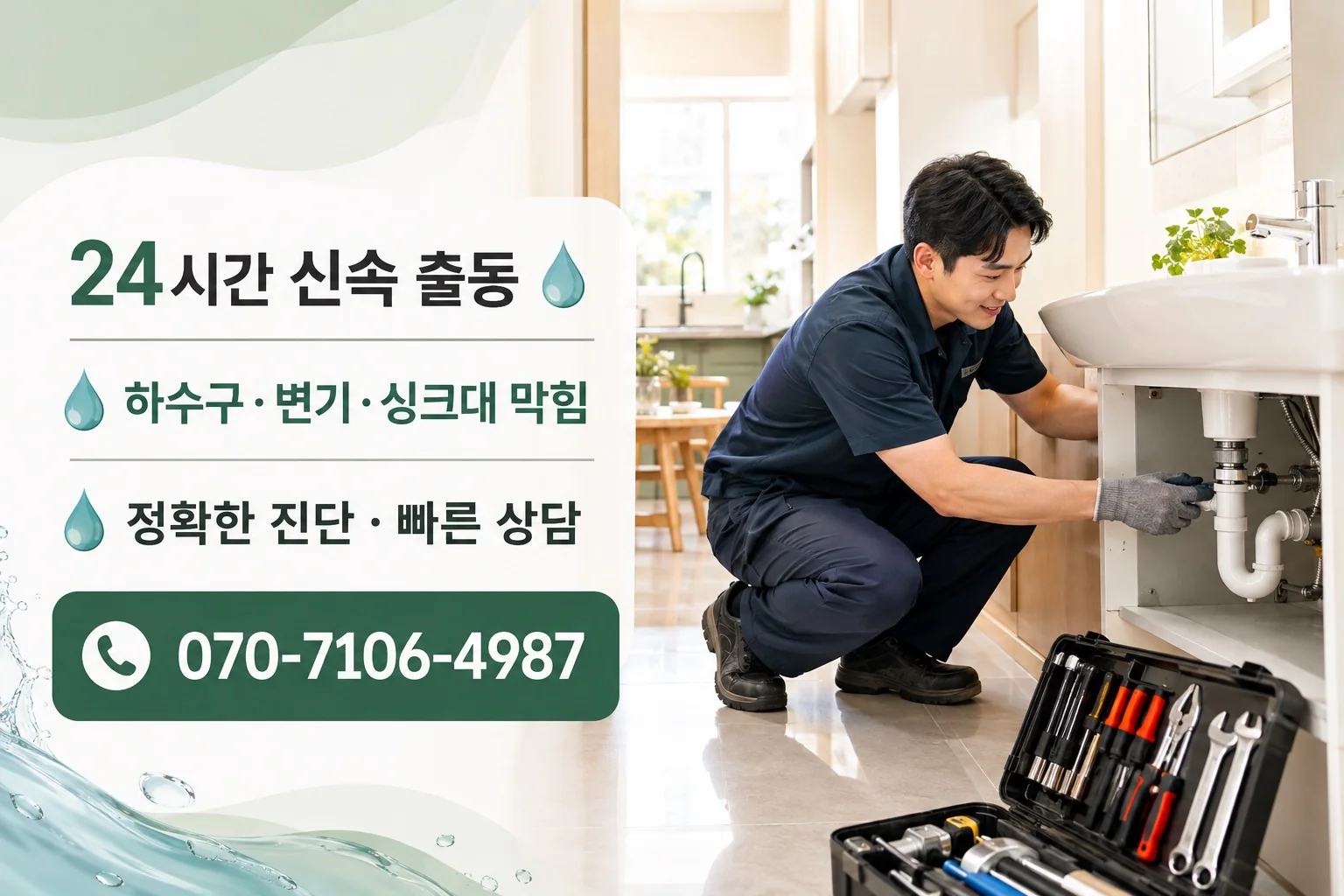 늘찬배관 주거 싱크대 배관 점검 서비스 안내